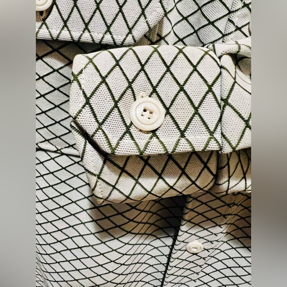 Vintage Men's Dk Green and White Patterned Jacket w/ Buttoned Front Pockets - Picture 16 of 16